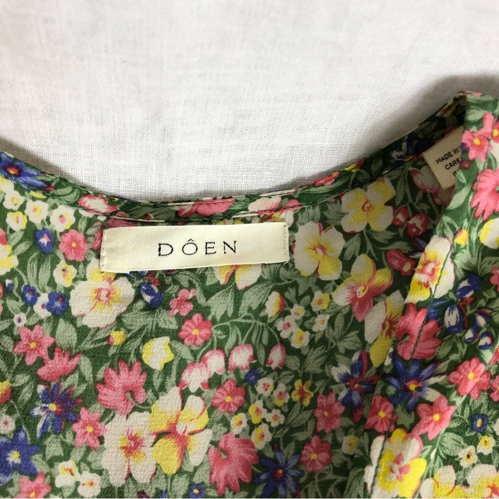Doen Yana Floral Silk Blouse Green Valley Size Small - Picture 8 of 16